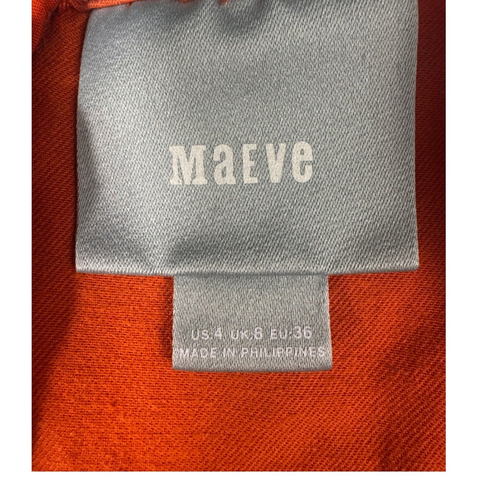 Maeve Anthropologie Asymmetrical Bileu Orange Dress Women's Size 4‎ - Picture 6 of 6